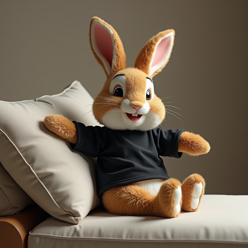 The Brown Bunny in Black T-shirt on Lounger