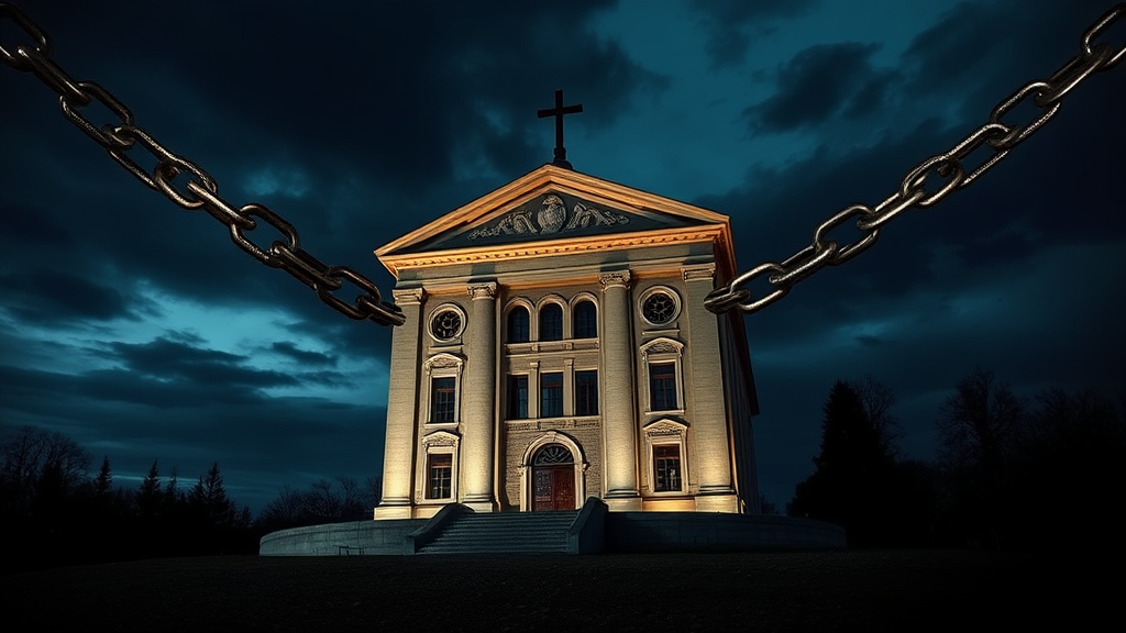 The Building Enclosed by a Cross-shaped Chain