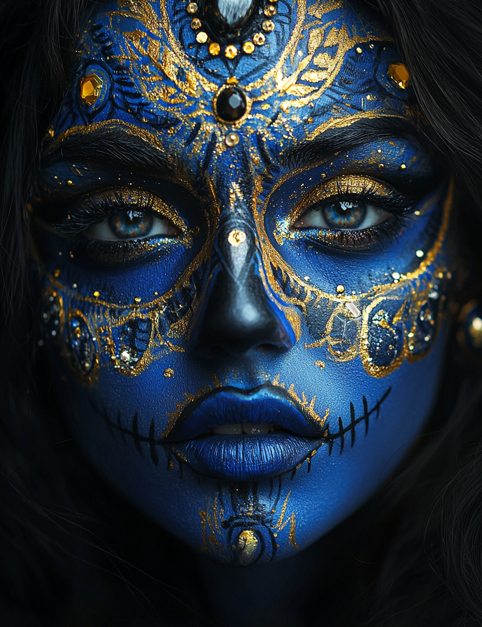 The Catrina Goddess: Surreal Futuristic Portrait