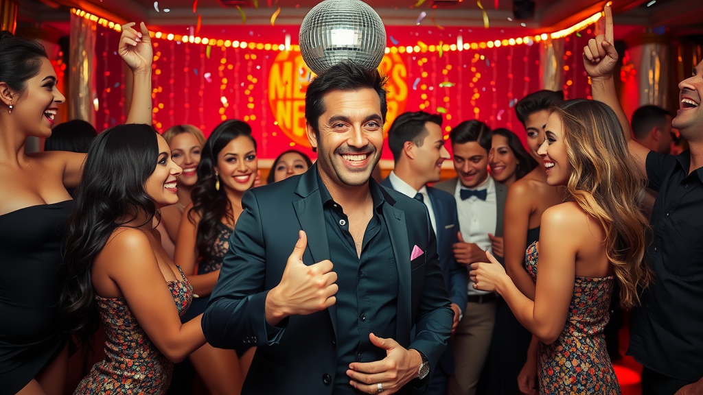 The Charismatic Presenter at a Fun Party