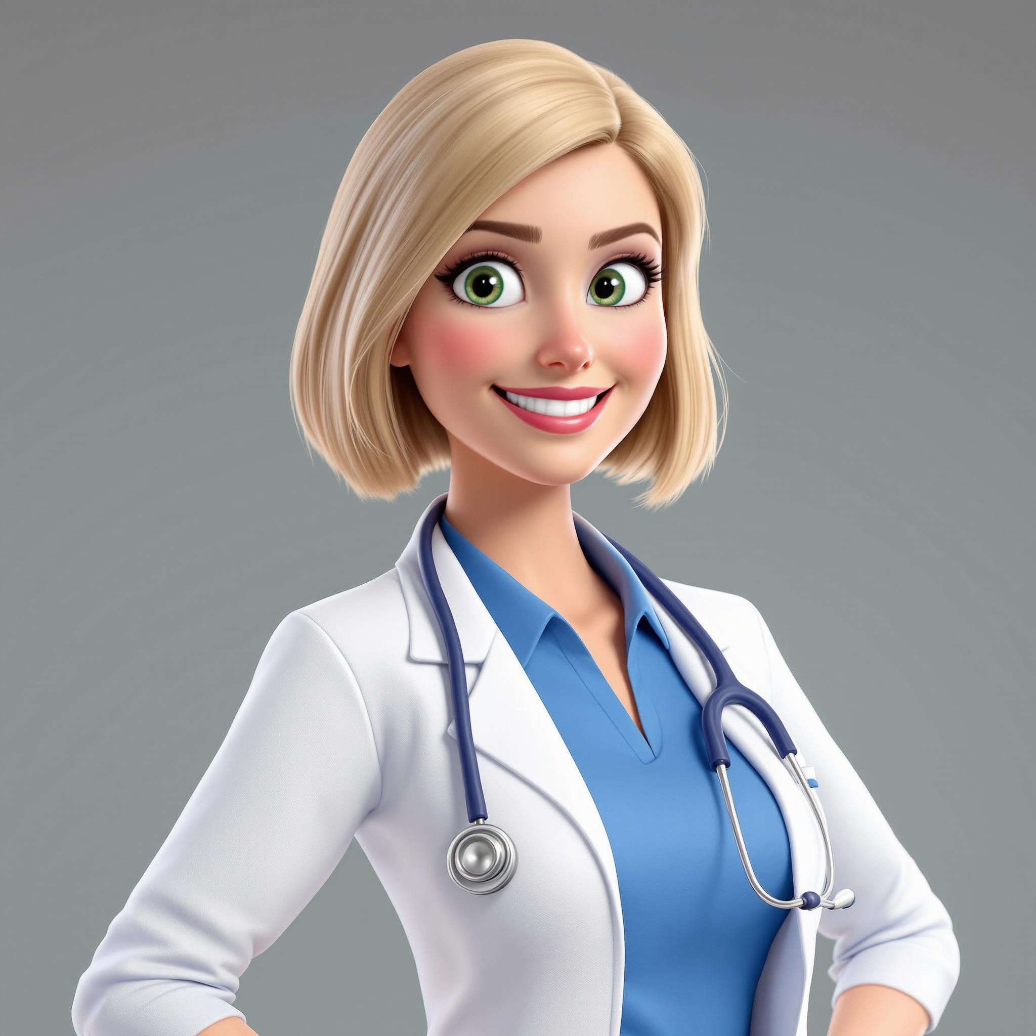 The Cheerful Nurse Lina with Her Stethoscope