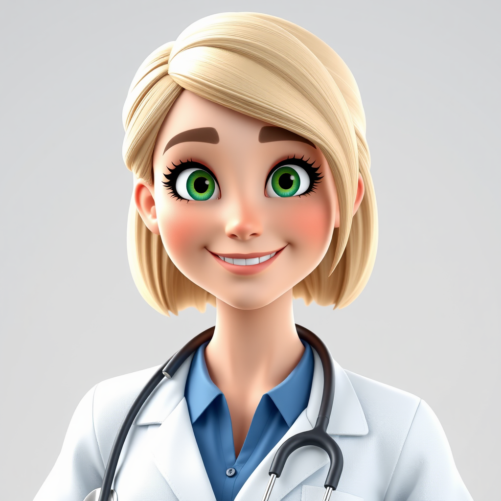 The Cheerful Nurse Lina with Stethoscope