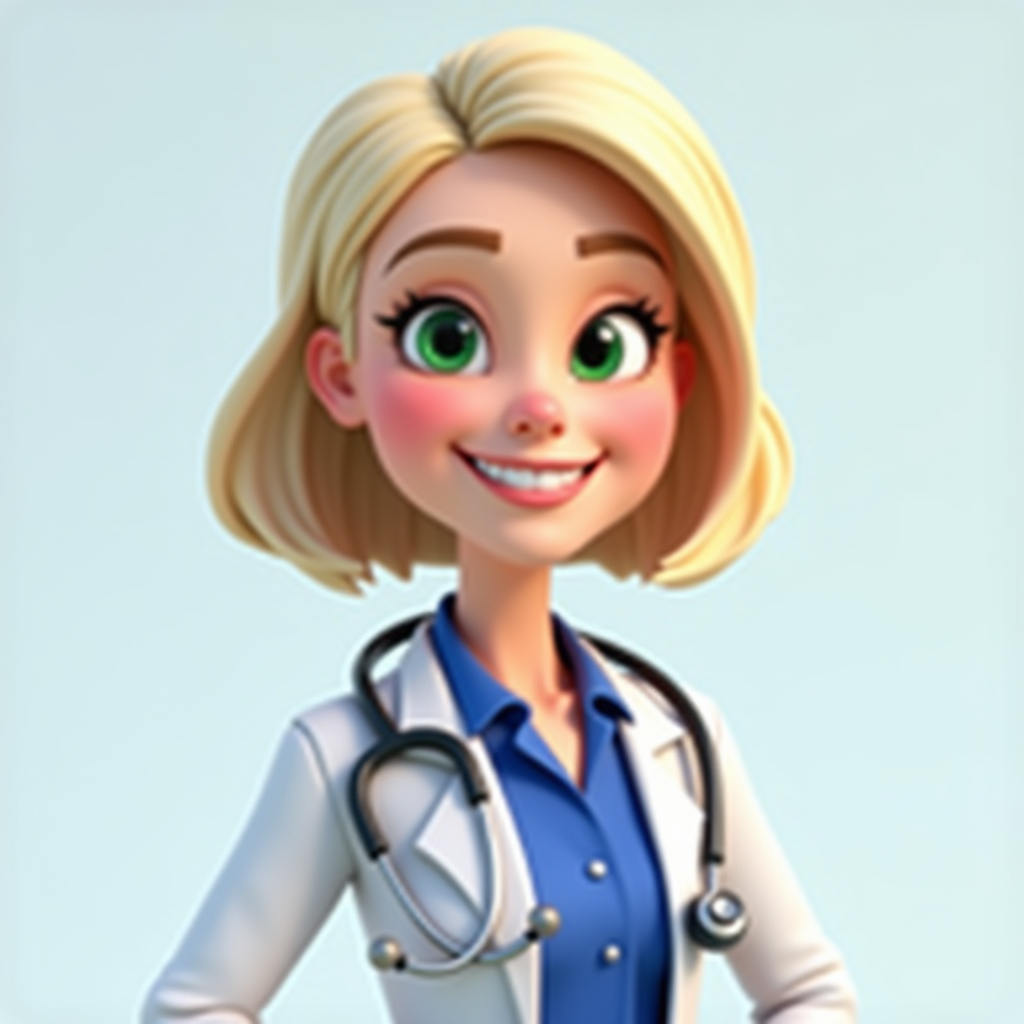 The Cheerful Nurse Lina with her Stethoscope