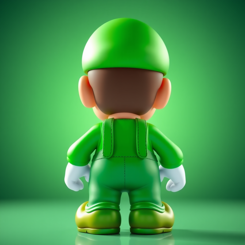 The Colorful, Detailed Back View of Green Super Mario