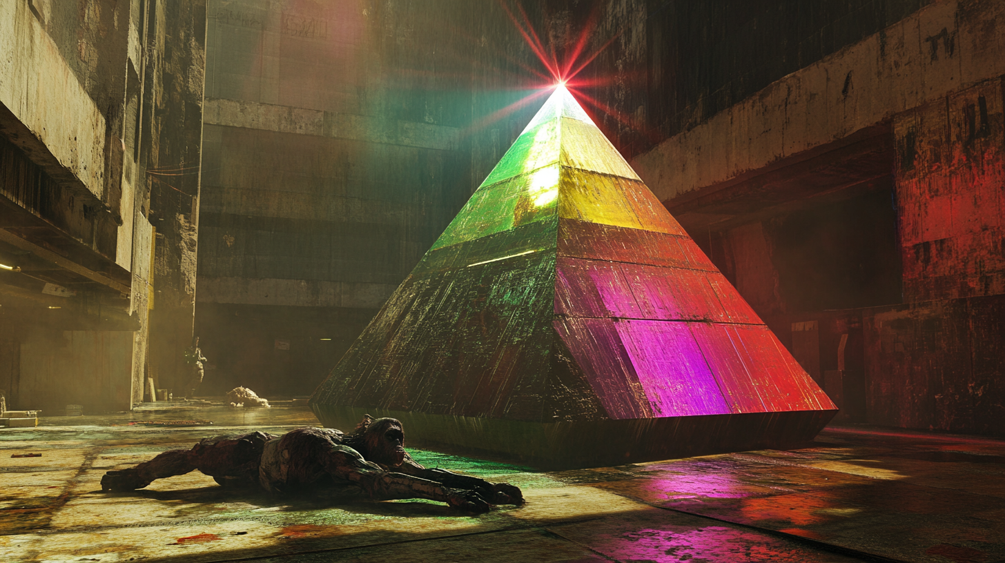 The Colorful Crystal Prism in the Industrial Area