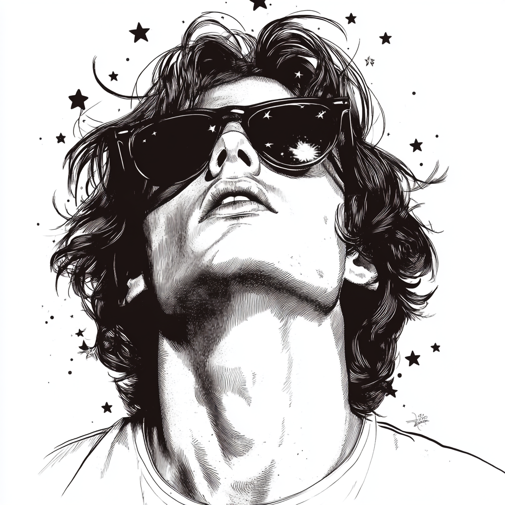 The Cool Actor with Sunglasses and Stars Drawing