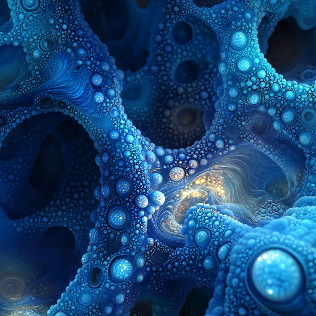 The Cooling Complex: Intricate Blue Molecules Emit Fresh Aura