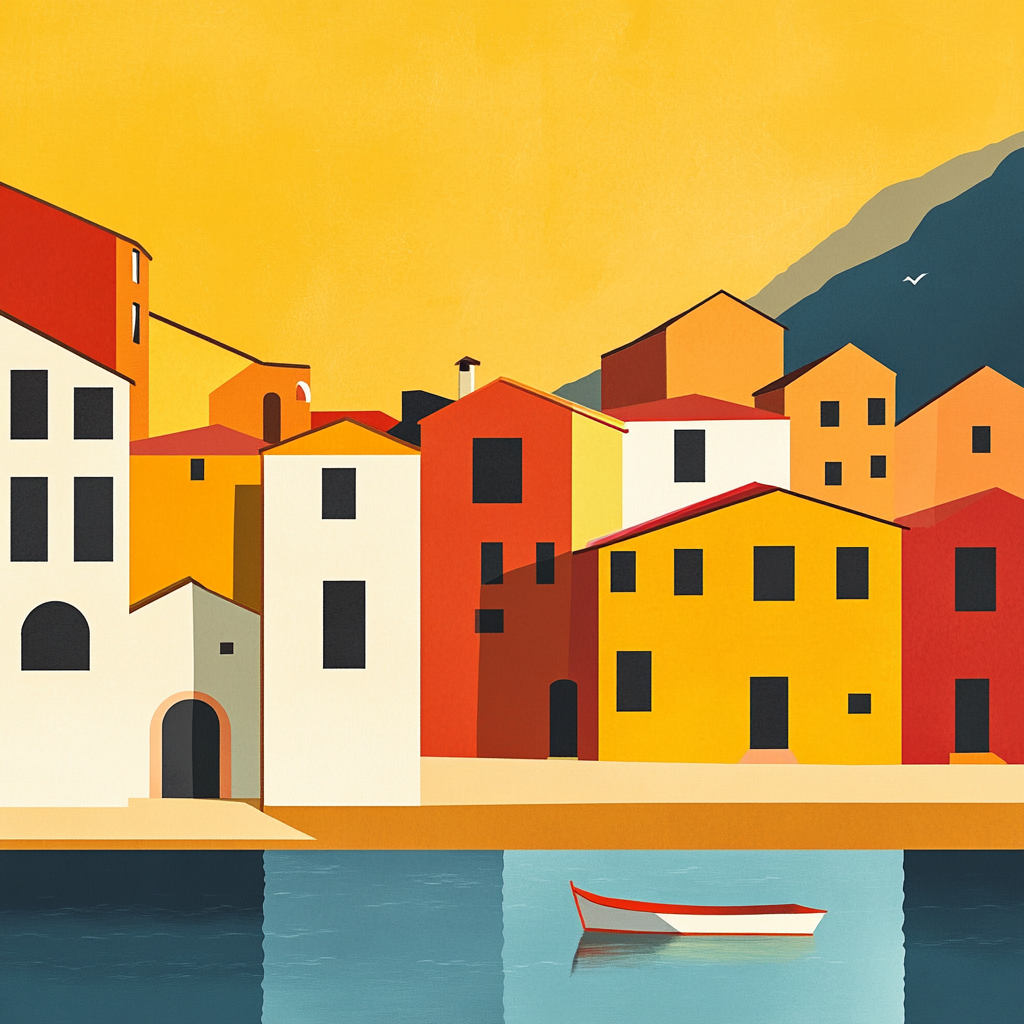 The Cozy, Minimalist Bosa Village Illustration