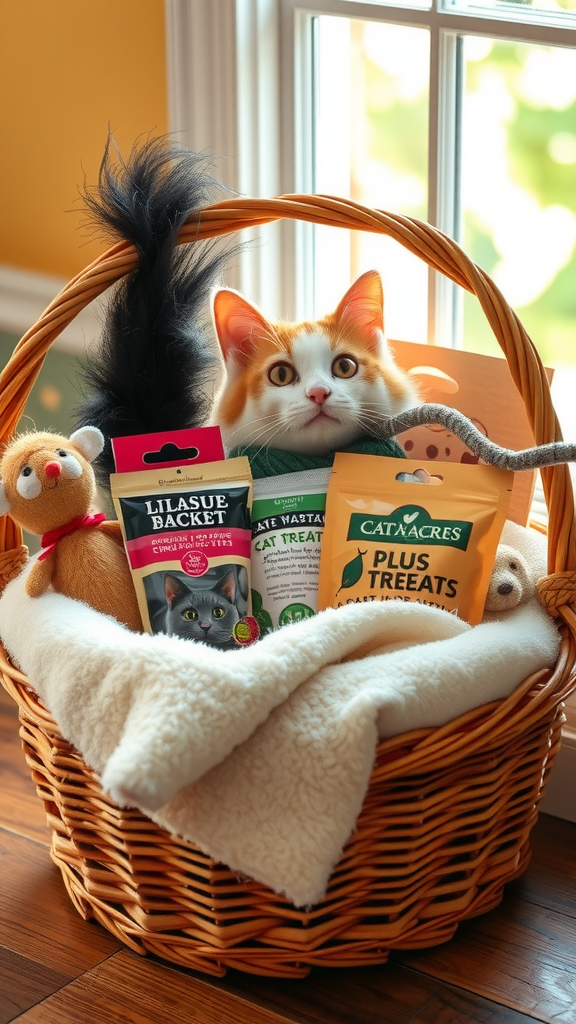 The Cozy Cat Lovers Basket Filled with Toys