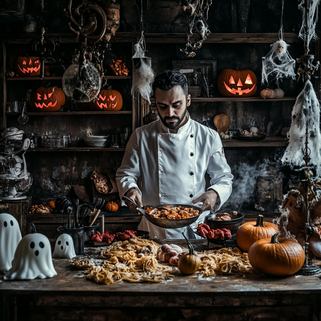 The Creepy Italian Chef Preparing Halloween Dishes