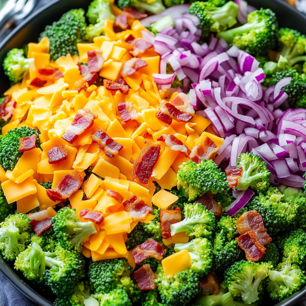 The Delicious Broccoli Salad with Cheddar and Bacon