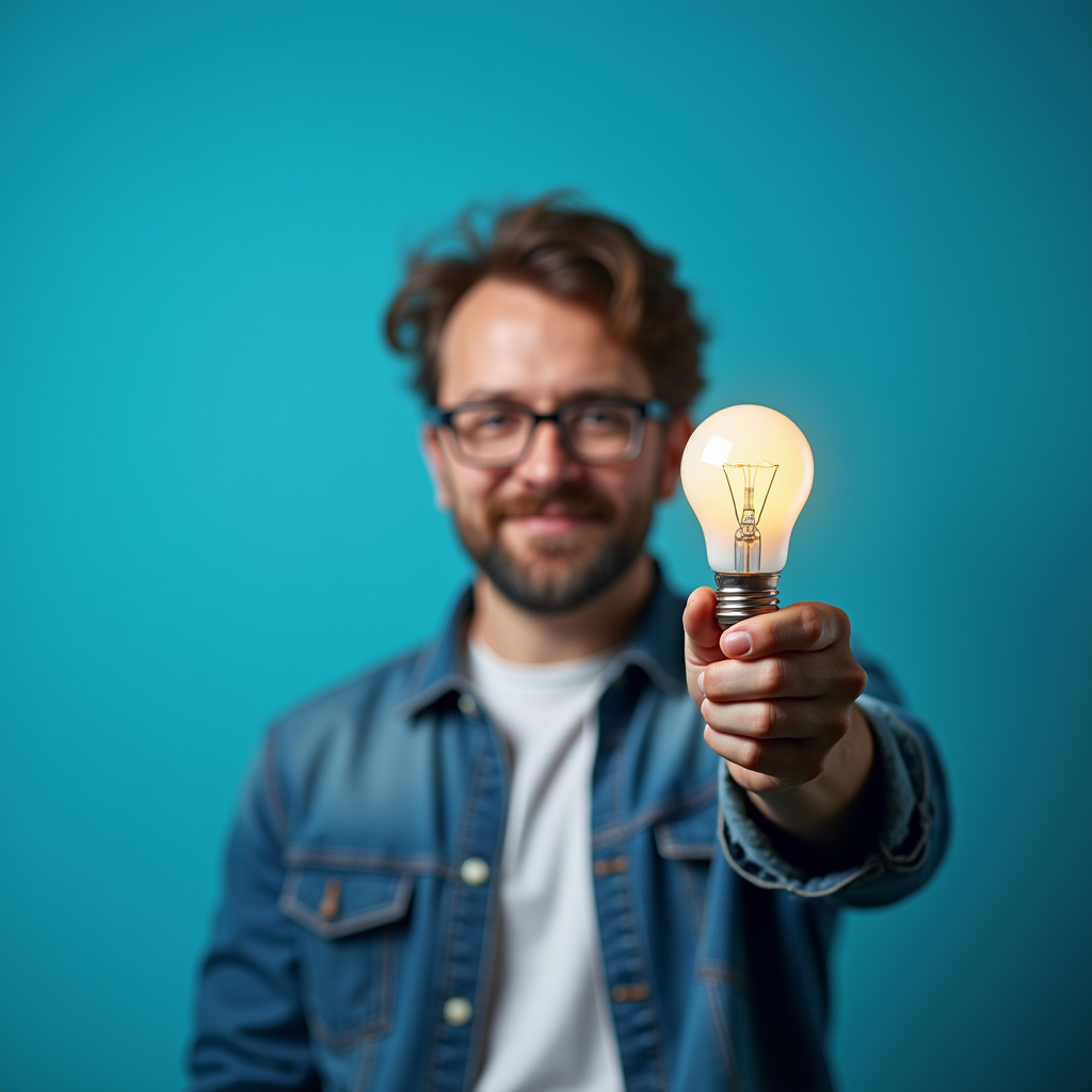 The Director Holding a Light Bulb Idea