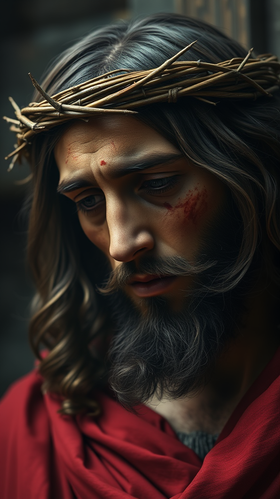 The Divine Sorrow of Jesus Christ in Thorn Crown