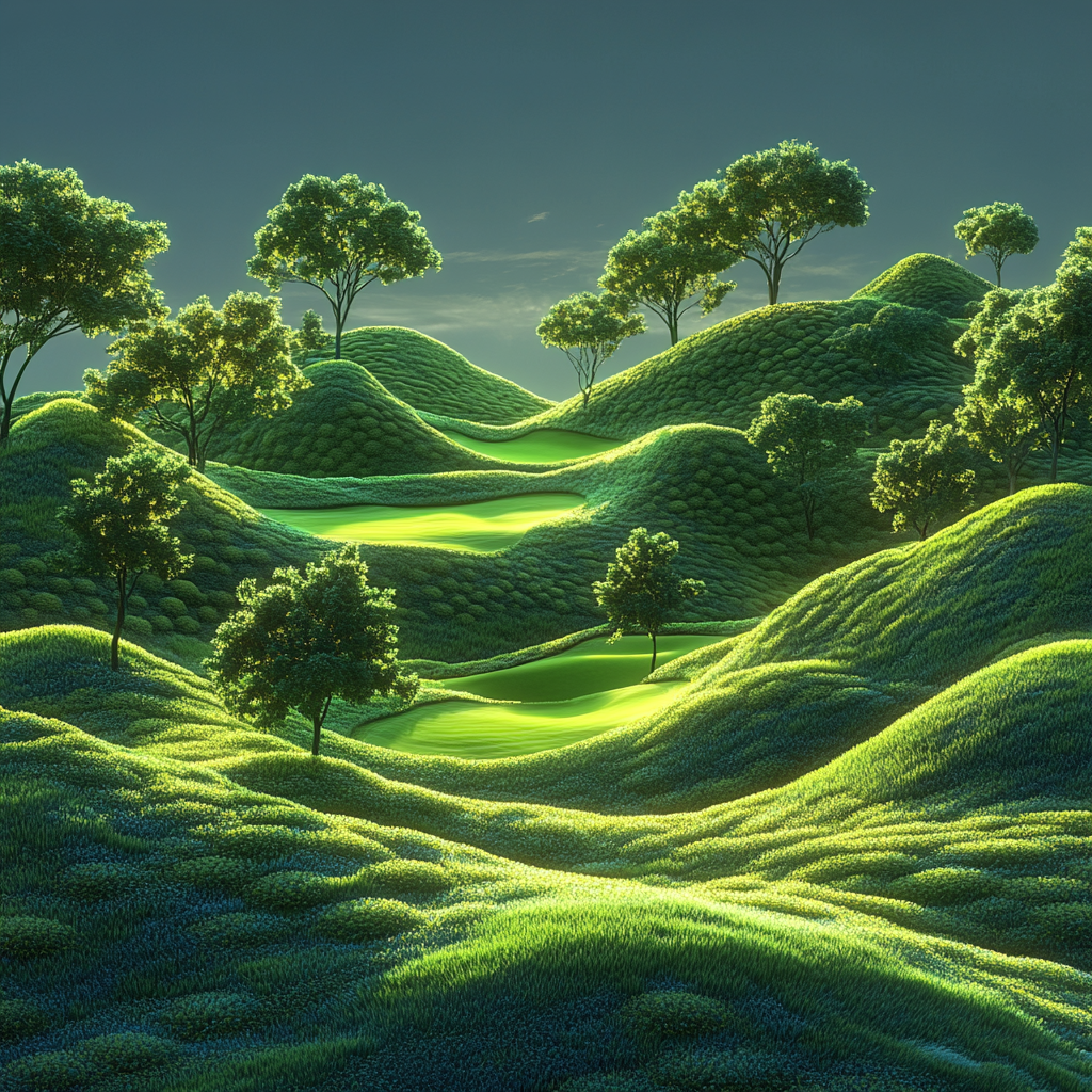 The Dreamlike, Surreal Green Golf Course Landscape