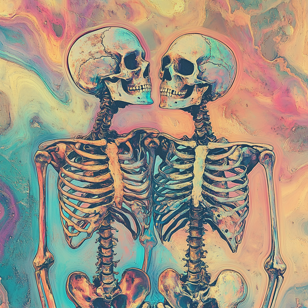 The Dreamy Skeleton Friends in Iridescent Colors