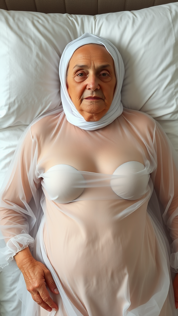The Elderly Bulgarian Woman in Transparent Gown