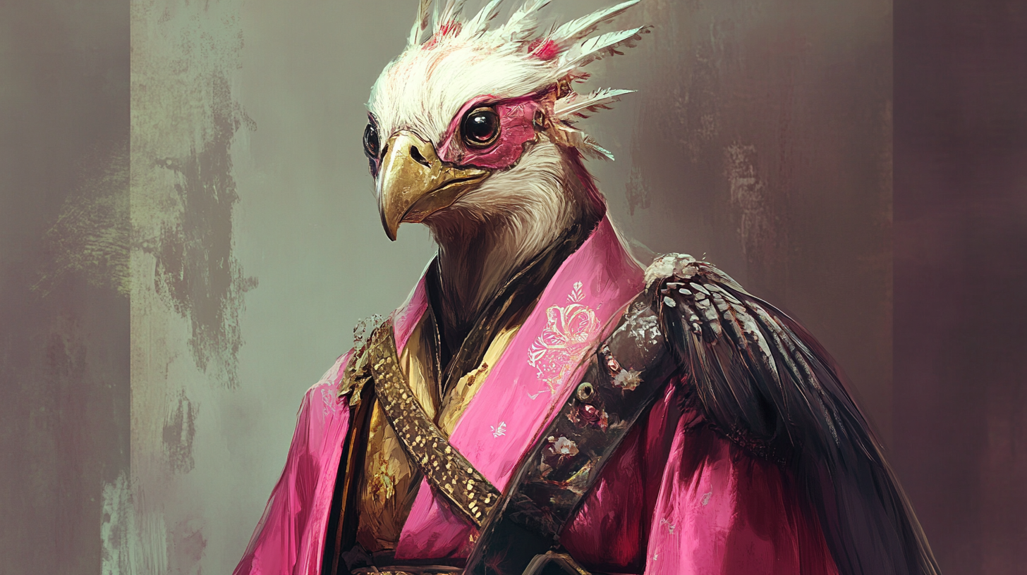 The Elegant Aarakocra Monk Princess in Pink