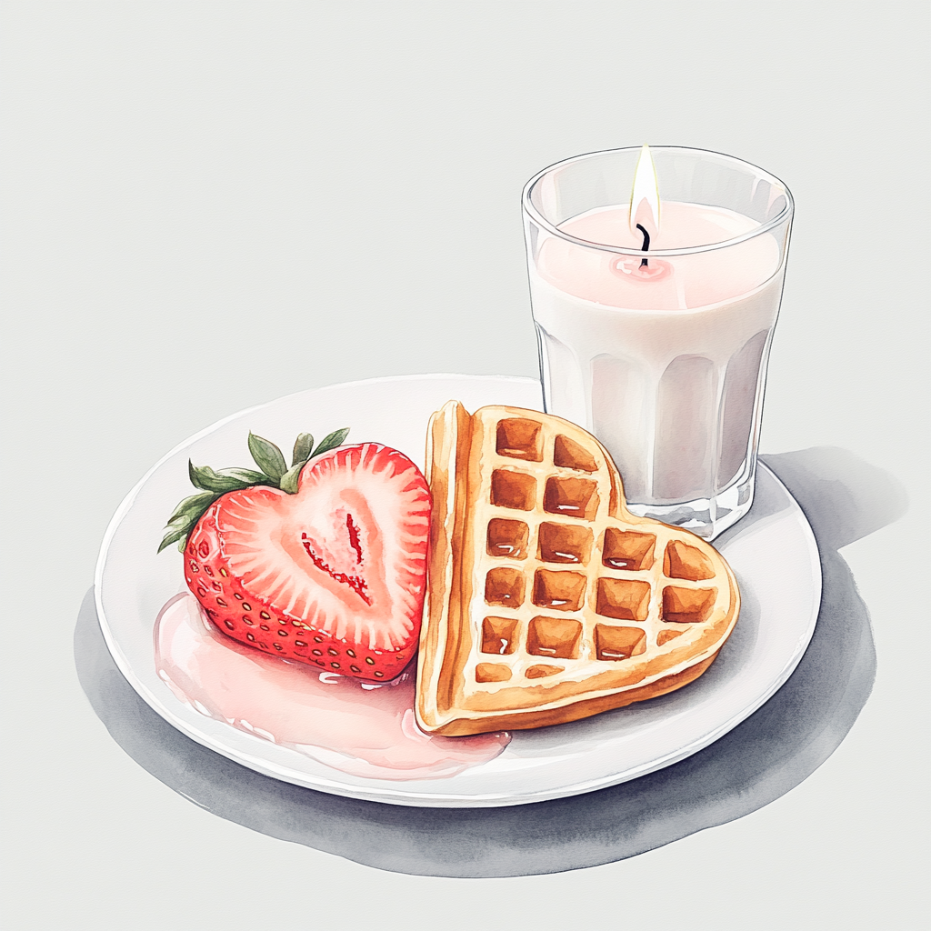 The Elegant Heart Waffle Breakfast with Candle