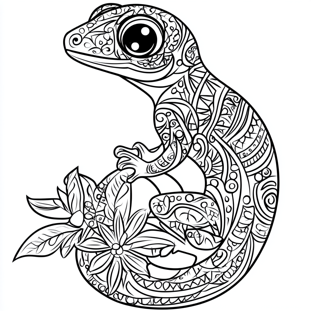 The Elegant Tribal Gecko Vector Illustration