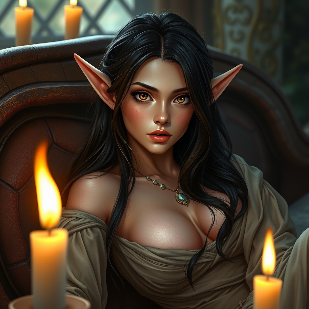 The Enchanting Elf Princess in Candle Light