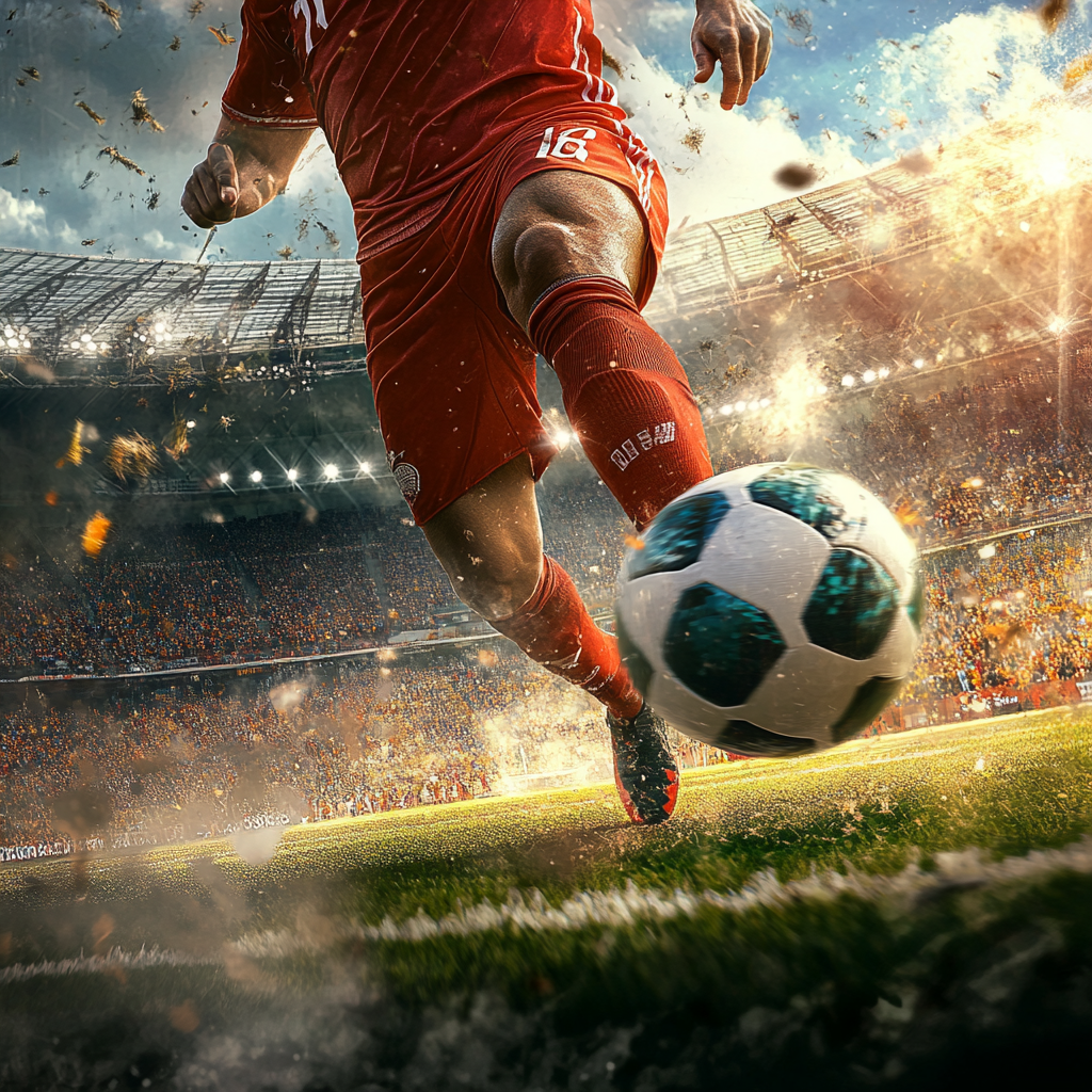 The Exciting Soccer Player Kicking the Ball