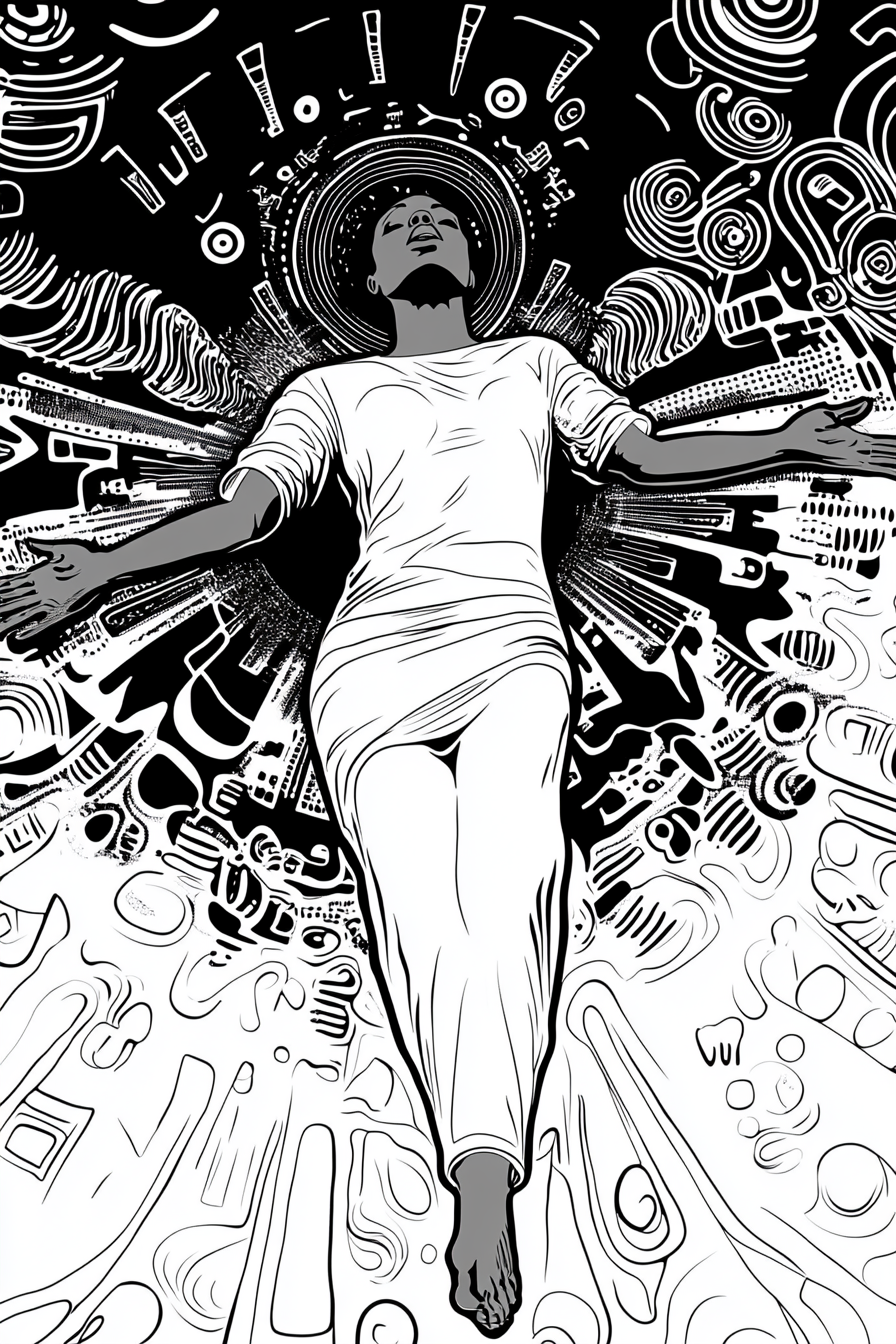 The Floating African American Woman Coloring Page