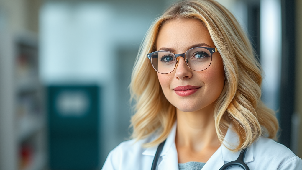 The Friendly Blonde Doctor in a Professional Setting