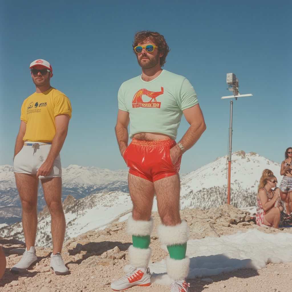 The Funny Guy in Unique Outfit on Mountain