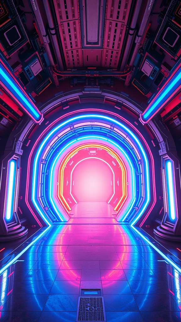 The Futuristic Cyberpunk Portal Glowing Blue