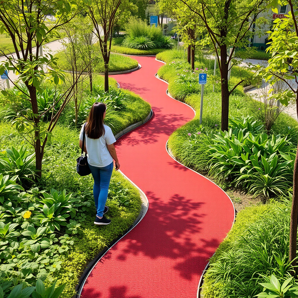 The Futuristic Urban Park with a Vibrant Pathway