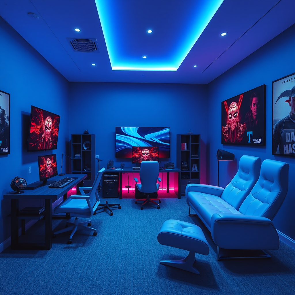 The Gaming Room with Blue Color.