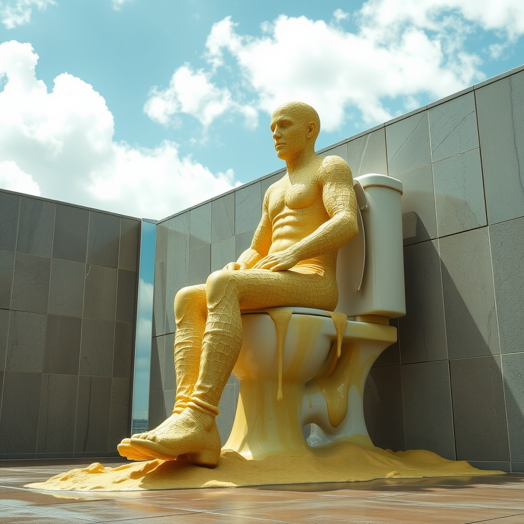 The Giant Man of Pee on Futuristic Toilet