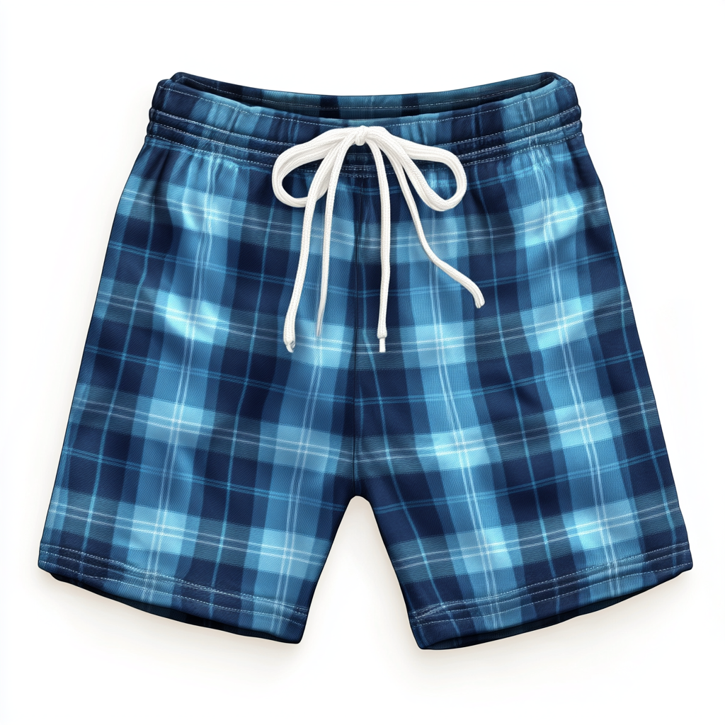 The Girl's Blue Plaid Pajama Shorts Display