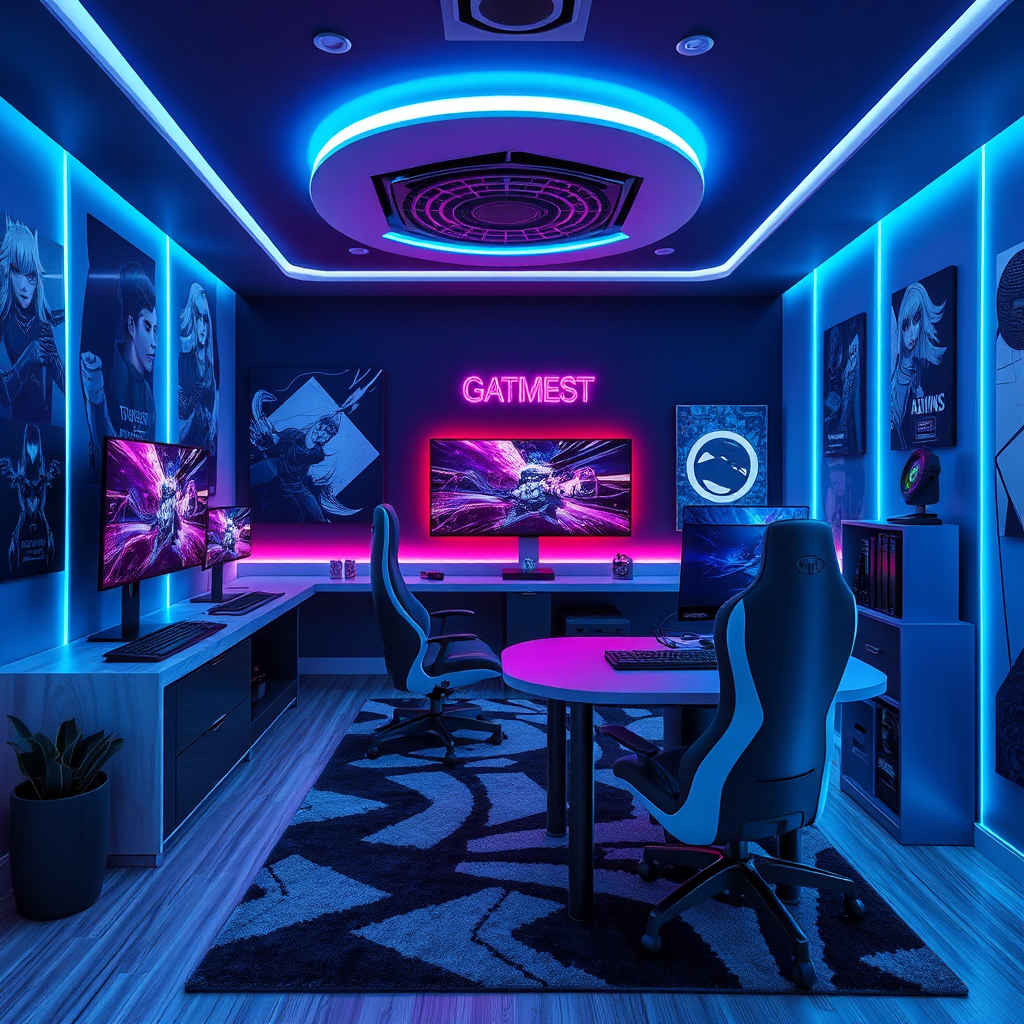 The Girl's Blue and Black Gaming Room