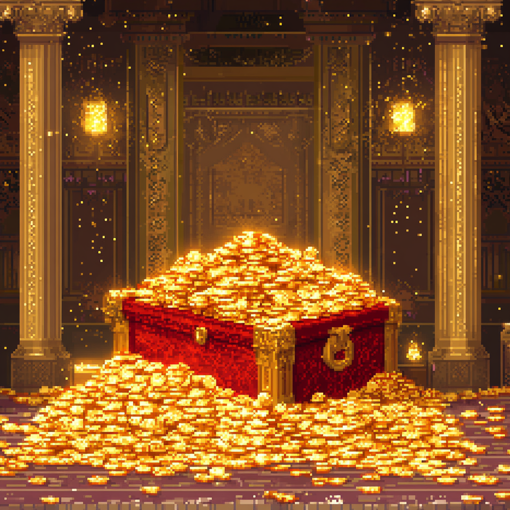 The Glittering Treasure Room with Piles of Coins