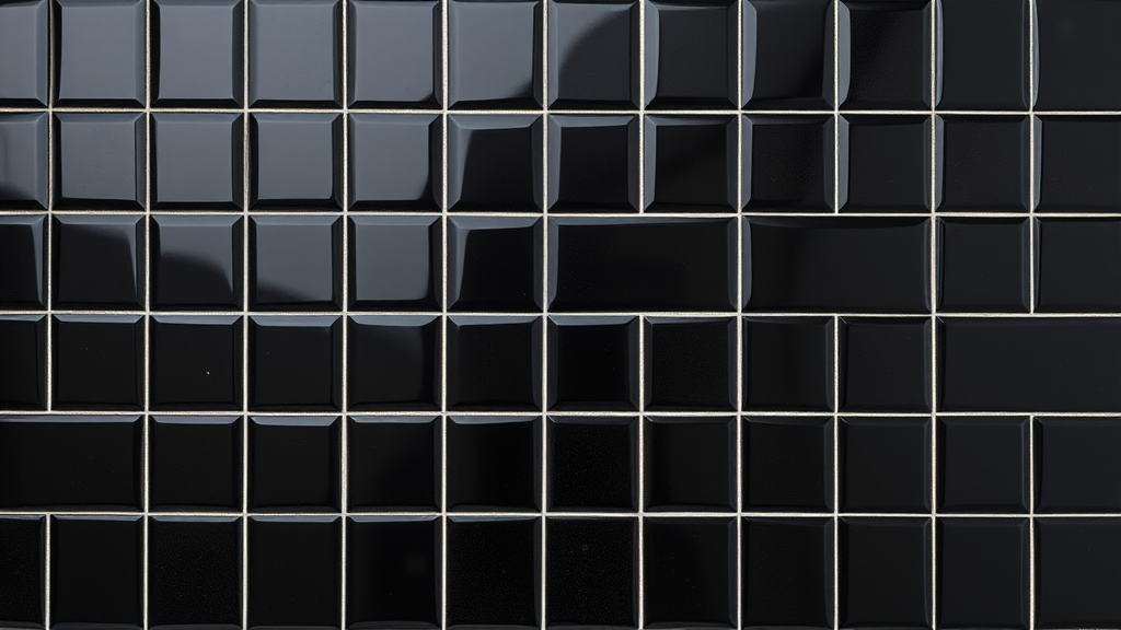 The Glossy Black Square Tile Wall