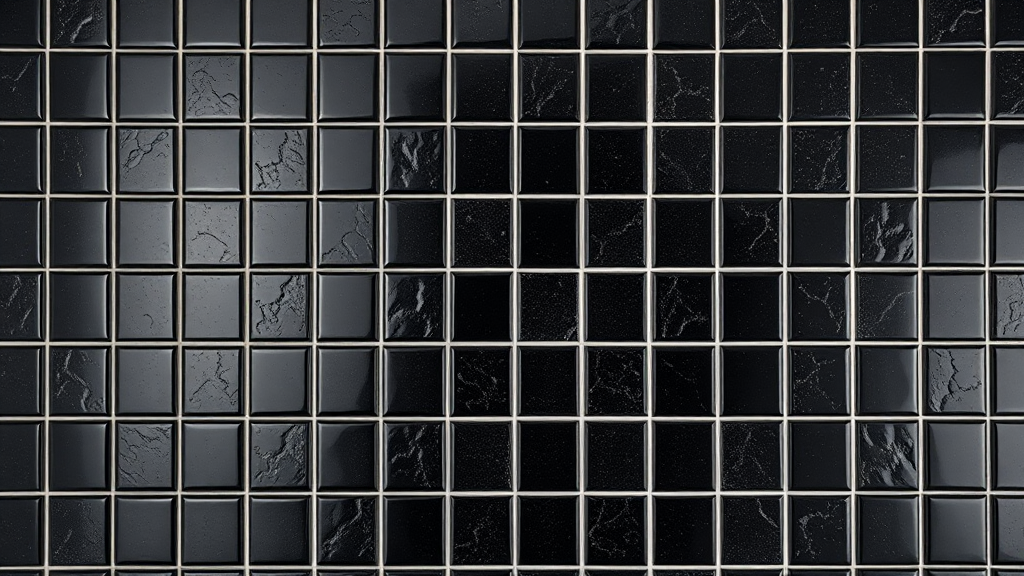 The Glossy Black Square Tile Wall