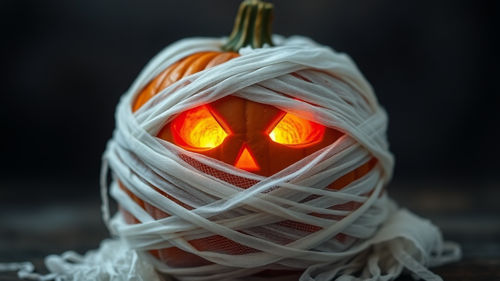 The Glowing Eyed Mummy Pumpkin.