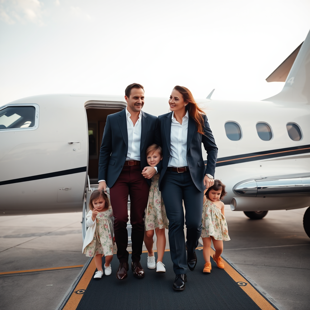 The Gorgeous Family Disembarking from a Private Jet