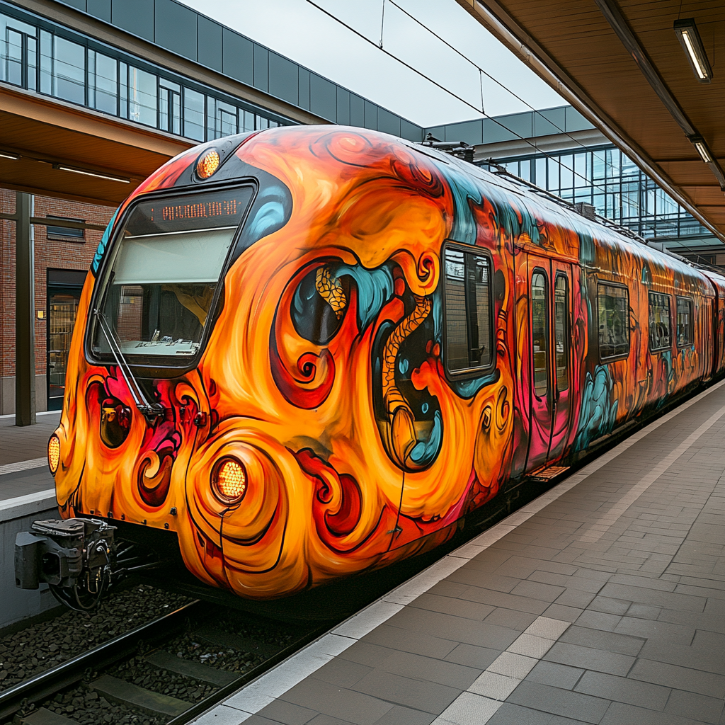 The Graffiti-Laden Train on Fire, Dutch Style