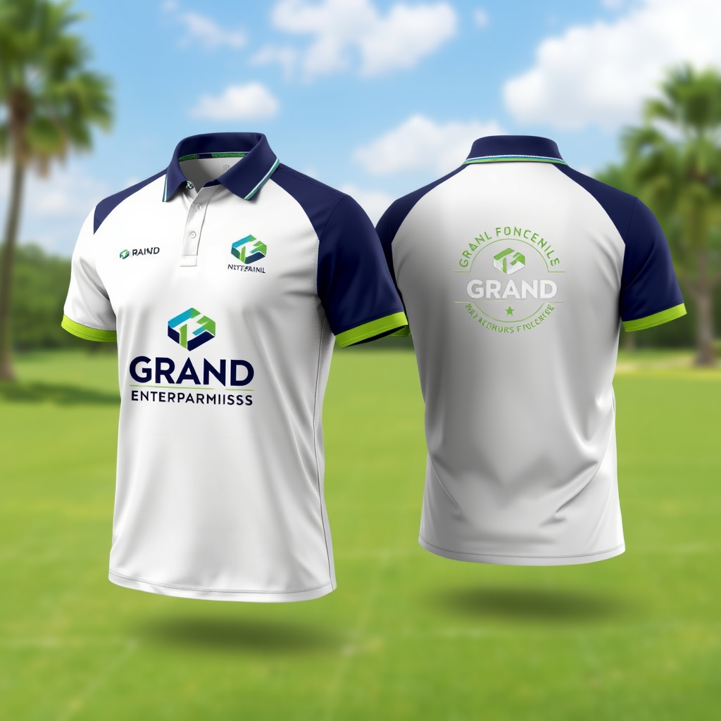 The Grand Enterprises Logo on Polo Shirt Mockup