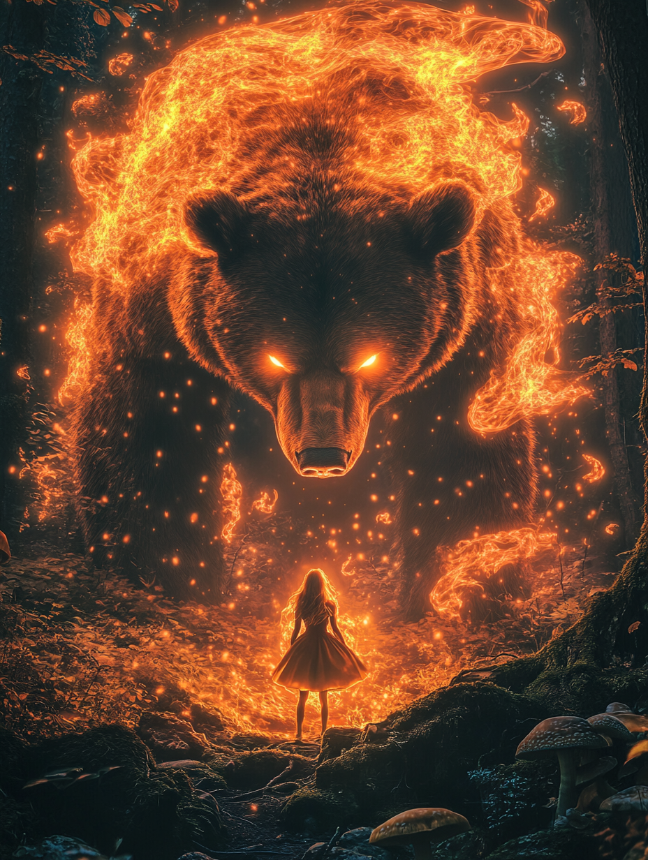 The Guiding Spirit with Bear in Fall Forest