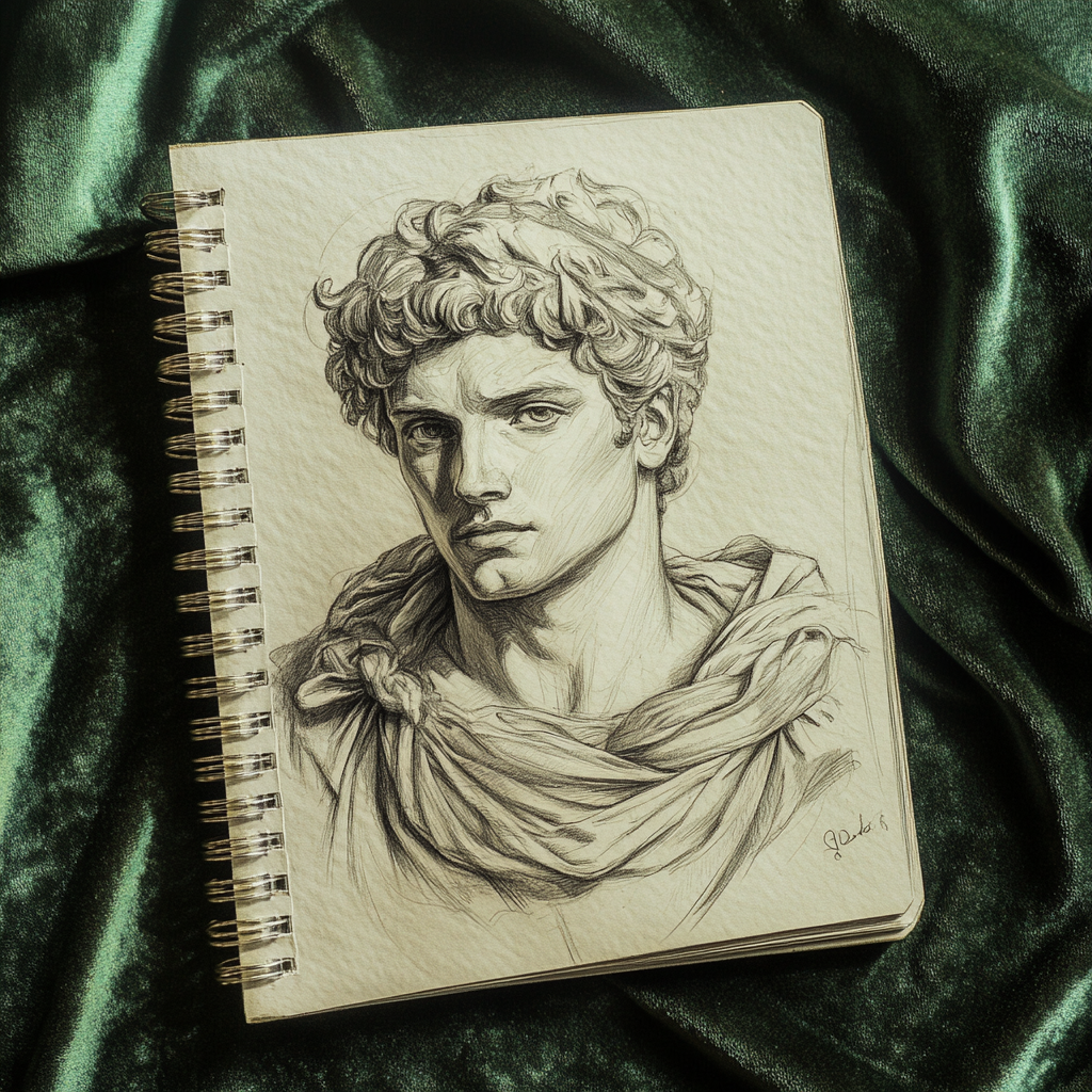 The Handsome Mercury God Pencil Sketch Portrait