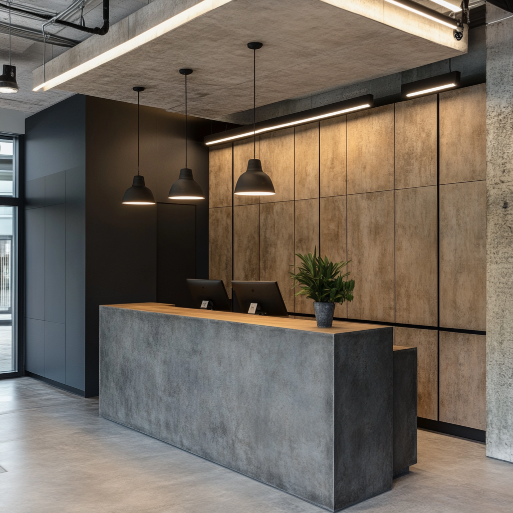 The Industrial-Style Kitchen and Foyer with Concrete Features