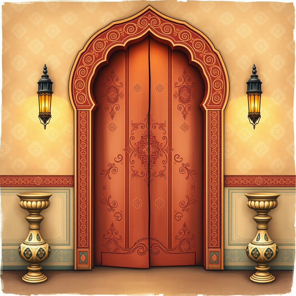 The Intricate Jaipur-Inspired Door Illustration