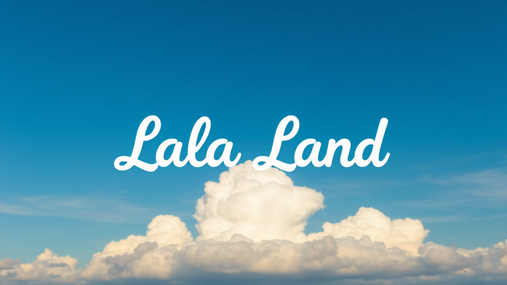 The Lala Land Cloud Text Logo in Sky