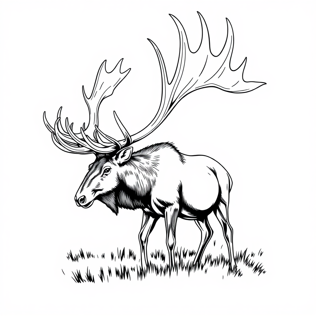The Large Elk Antlers T-Shirt Design Sketch