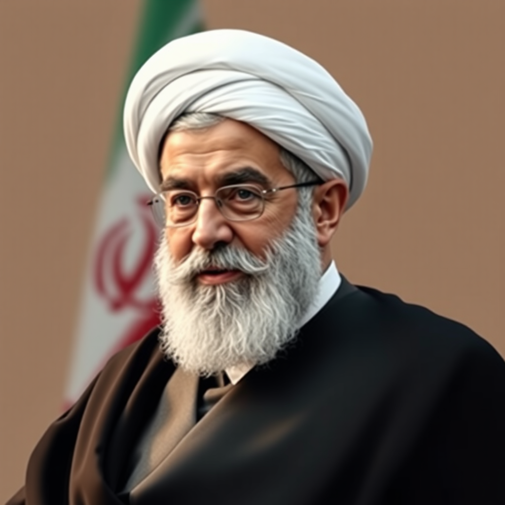 The Leader of Iran in a portrait.