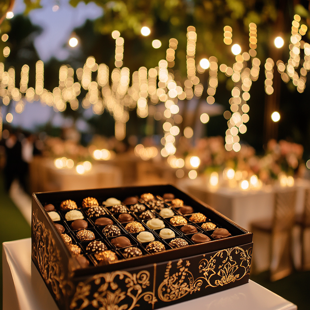 The Luxurious Wedding Chocolates in Enchanting Outdoor Setting