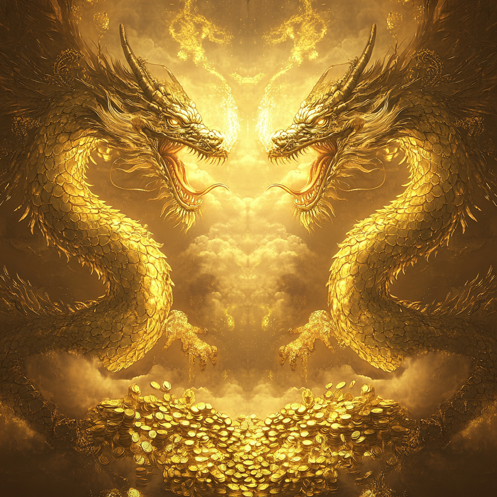 The Majestic Golden Dragons of Wealth and Power